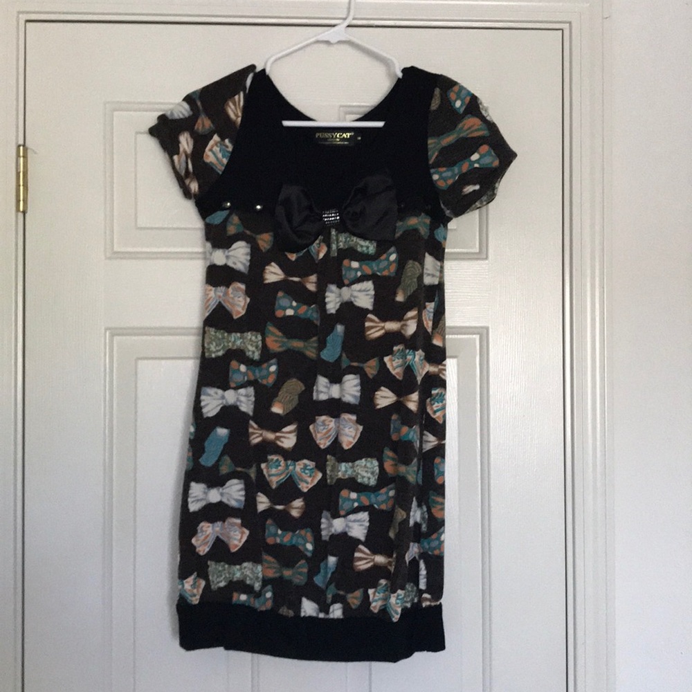 Pussycat London Bow print short sleeve dress